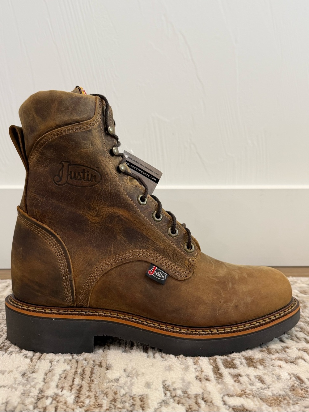 Justin Boots Blueprint 8" Tan Gaucho Work Boot (Style 440) Size 9D